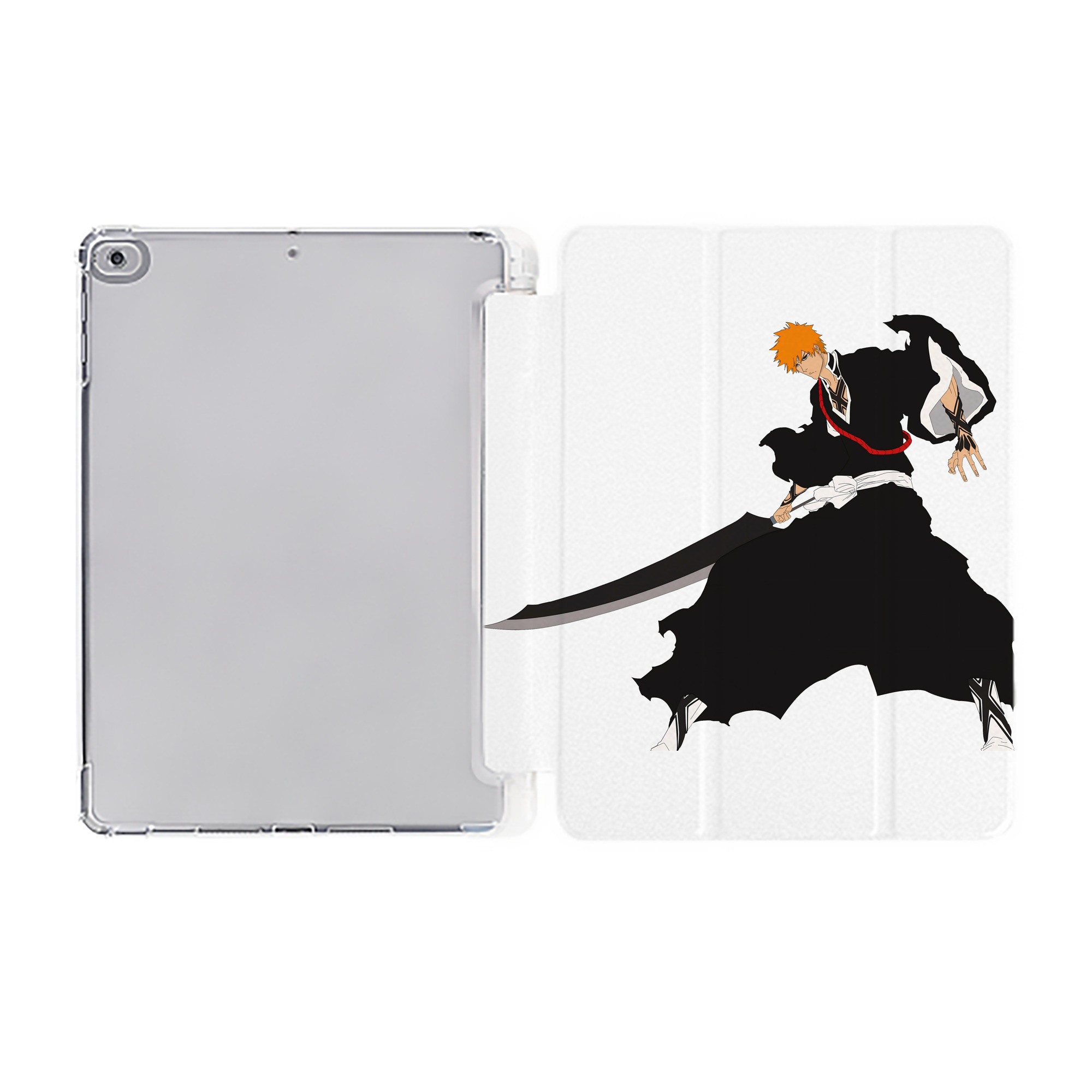 （画像用） ブリーチ 黒崎一護（くろさき いちご）BLEACH Kurosaki Ichigo IPad ケース ペン収納付き 三つ折りスタンド PUレザー×シリコン 対応機種9.5/10.5/10.9インチ